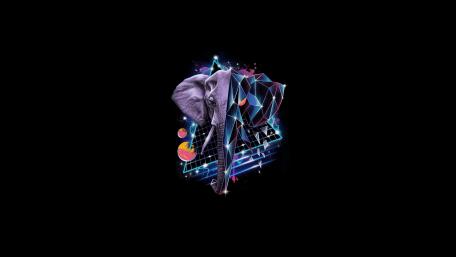 Low-Poly Retrowave Elephant Art wallpaper