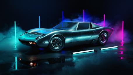 Lamborghini Miura Neon Dreamscape wallpaper
