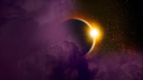 Sunrise space art wallpaper