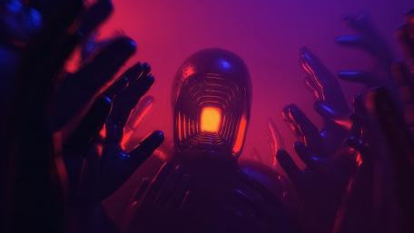 Mysterious Neon Embrace wallpaper