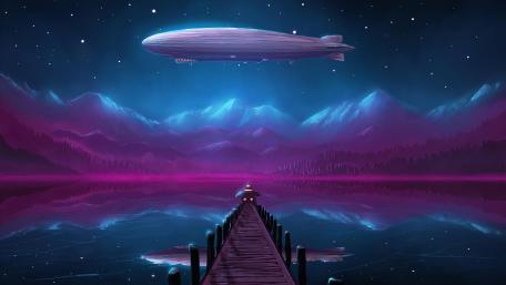 Tiny home on a pier wallpaper