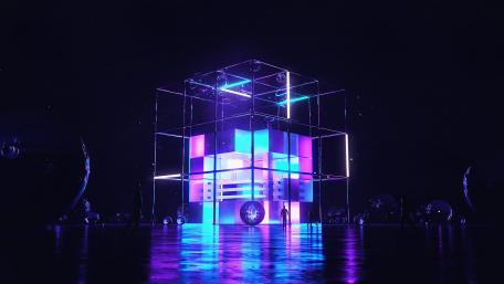 Neon Cube in a Mystical Realm wallpaper