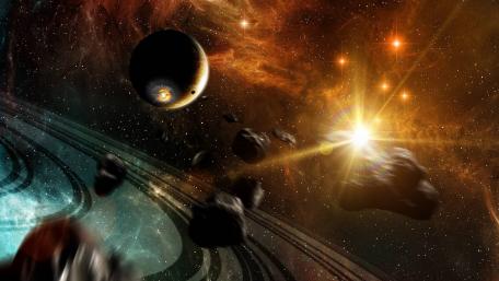 Cosmic Dance of Planets and Meteorites wallpaper
