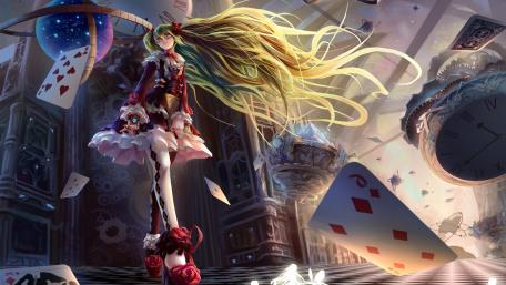 Whimsical Adventure with Hatsune Miku in Fantasy World wallpaper
