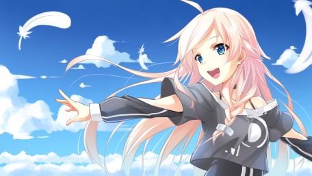 Vocaloid's IA in a Cloudy Sky Adventure wallpaper