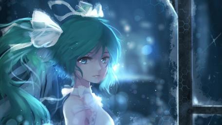 Ethereal Hatsune Miku in a Dreamy Landscape wallpaper