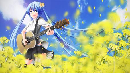 Melodic Vibes with Hatsune Miku and Guitar wallpaper