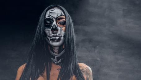 Skeleton Beauty in the Shadows wallpaper