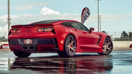 Dynamic Chevrolet Corvette in Stunning Red Finish wallpaper