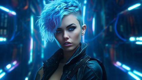 Neon Cyberpunk Diva wallpaper