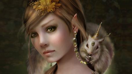Enchanted Elf and Her Mysterious Companion wallpaper