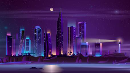 Neon Twilight Cityscape wallpaper