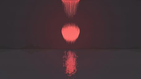 Red Moon Reflection in Pixel Art wallpaper