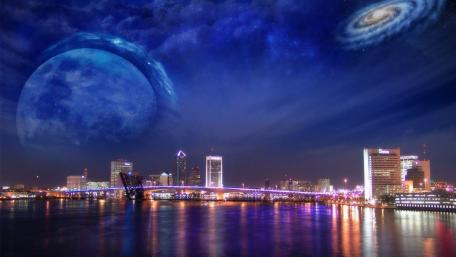 Celestial Cityscape Dreamscape wallpaper
