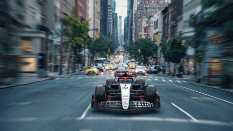 Urban Racing Adventure with Scuderia AlphaTauri wallpaper