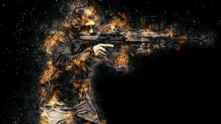 Flaming Soldier in Action wallpaper