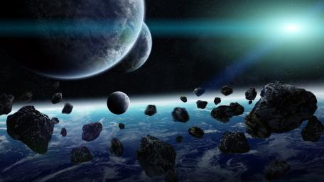 Galactic Dance of Asteroids and Planets wallpaper