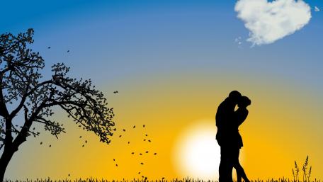Sunset Silhouette of Love and Romance wallpaper