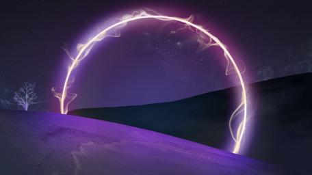Mystic Neon Arch in Cosmic Twilight wallpaper
