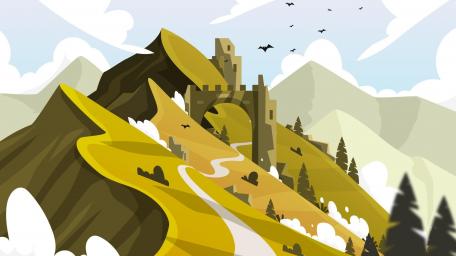 Mystic Mountain Fortress wallpaper