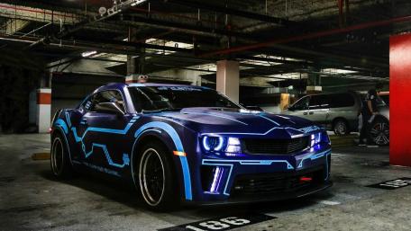 Futuristic Chevrolet Camaro Design With Neon Accents wallpaper