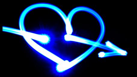 Neon Blue Heart and Arrow Wallpaper wallpaper