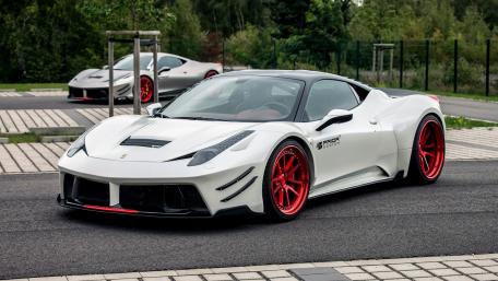 Sleek Ferrari 458 with Bold Red Highlights wallpaper