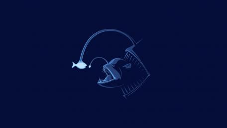 Mystical Blue Anglerfish Art Wallpaper wallpaper
