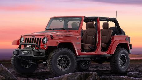 Bold Jeep Wrangler at Sunset Adventure Scene wallpaper
