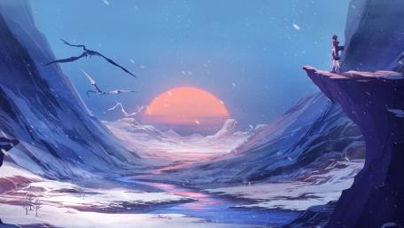 Winter's Embrace in a Serene Anime World wallpaper