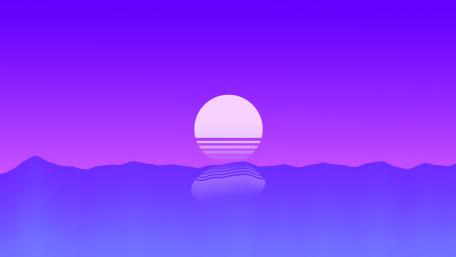 Retro Sunset Ocean Horizon wallpaper