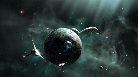 Futuristic Space Odyssey in the Cosmos wallpaper