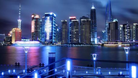 Shanghai in blue wallpaper