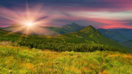 Majestic Sunrise Over Mountain Landscape wallpaper