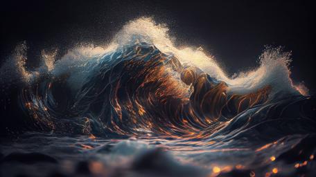 Stormy ocean with big waves wallpaper