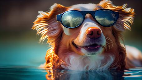 Cool Canine Chillin' in the Pool wallpaper