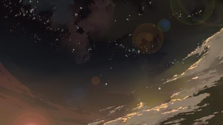 Night Sky Over Anime Cityscape wallpaper