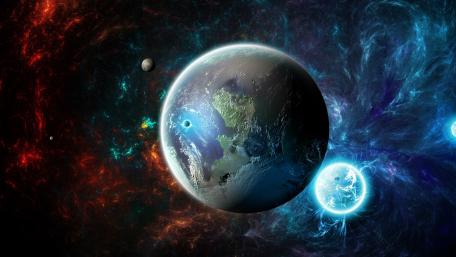 Ethereal Vision of Earth and Cosmic Wonders wallpaper