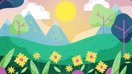 Springtime Serenity in Minimal Landscape Art wallpaper