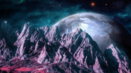 Cosmic Peaks of an Alien World wallpaper