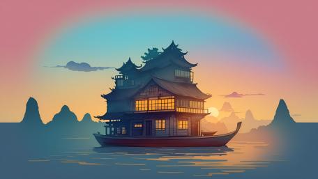 Floating Oriental Dreamscape wallpaper