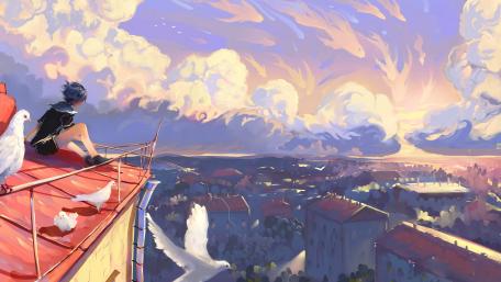 Anime landscape painting wallpaper