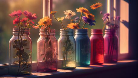 Sunlit Blossoms on the Windowsill wallpaper