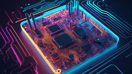 Glowing Microchip City at Night wallpaper