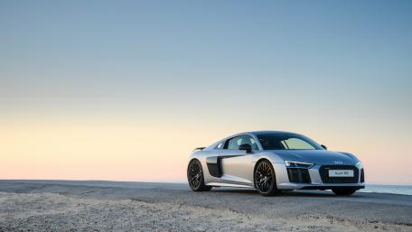 Sleek Audi R8 on Serene Beachscape wallpaper