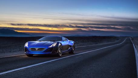 Sleek Rimac at Dusk Adventure wallpaper
