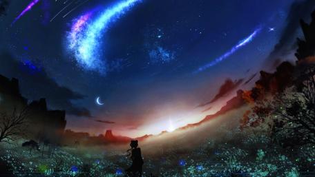 Celestial Night in Anime Wonderland wallpaper