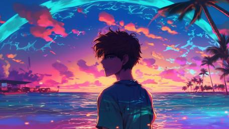 Anime Sunset Dreamscape wallpaper