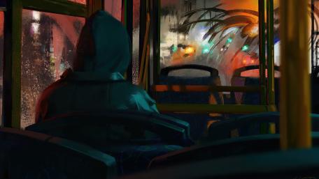 Alone in a Rainy Night Ride wallpaper