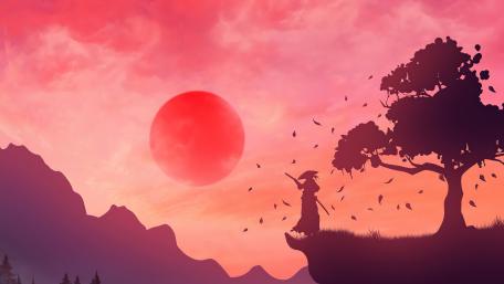 The last samurai - minimal oriental art wallpaper
